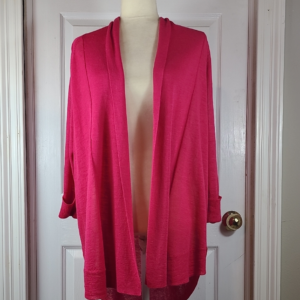 Chico's Open Front Cardigan in Bright Pink